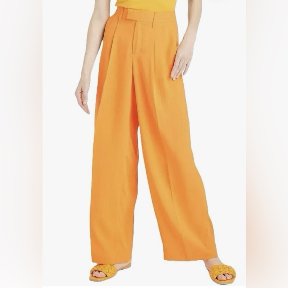 a new day Women's Vibrant Orange Wide-Leg Trouser Pants Size 14 NEW